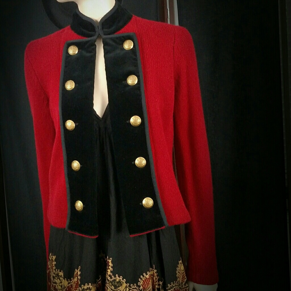 Ralph Lauren military band red wool sweater jacket